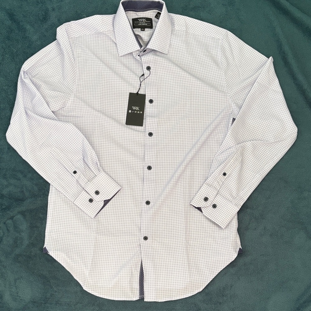 NWT WRK New York City White/Navy/Purple patterned Men's Dress Shirt